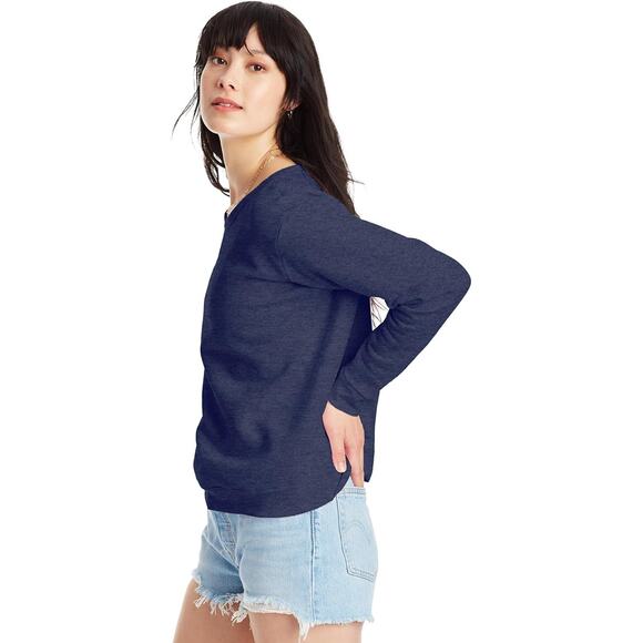 NWT Hanes EcoSmart Women’s Fleece Crew Sweatshirt Navy Heather XXL Pullover - Picture 1 of 3